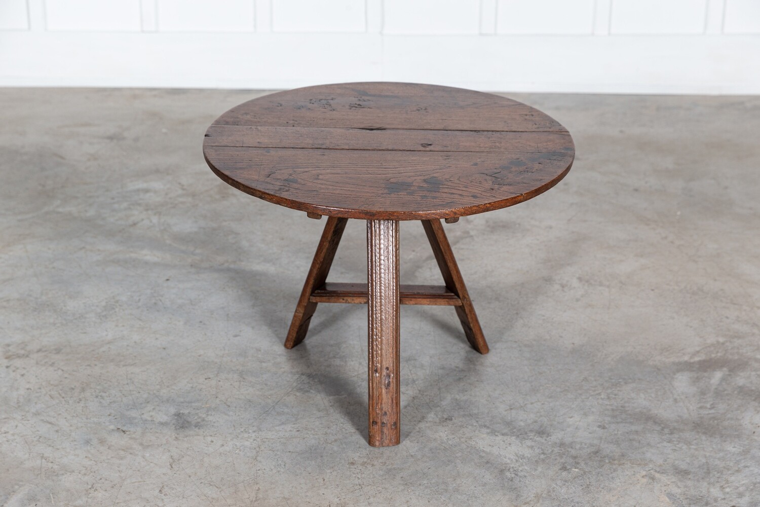 Early 19thC Danish Oak Tilted Cricket Table - Signed