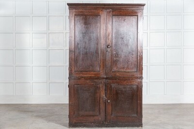 19thC English Pine Painted Housekeepers Cupboard