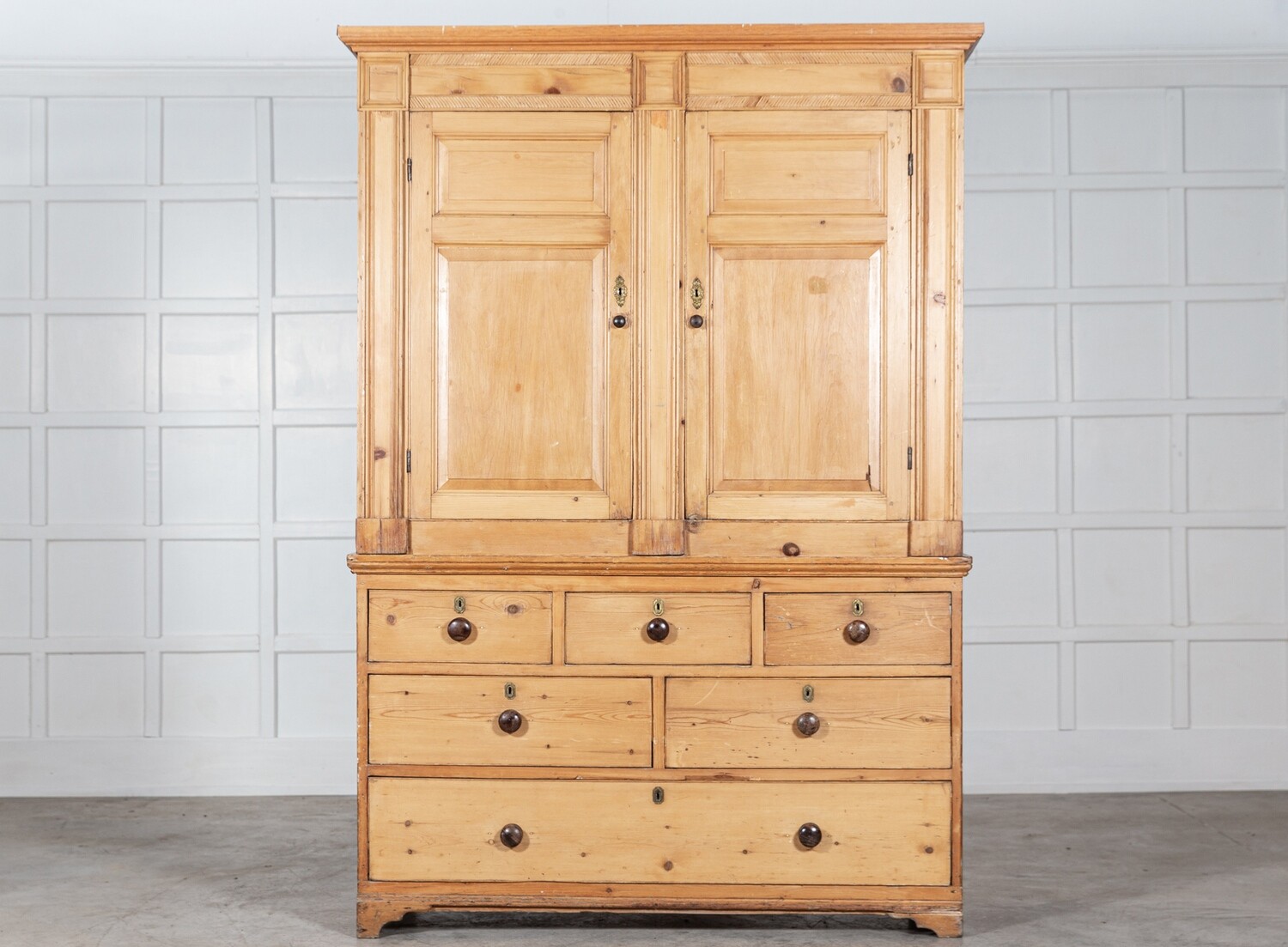 Large Regency English Estate Made Pine Housekeepers Cupboard
