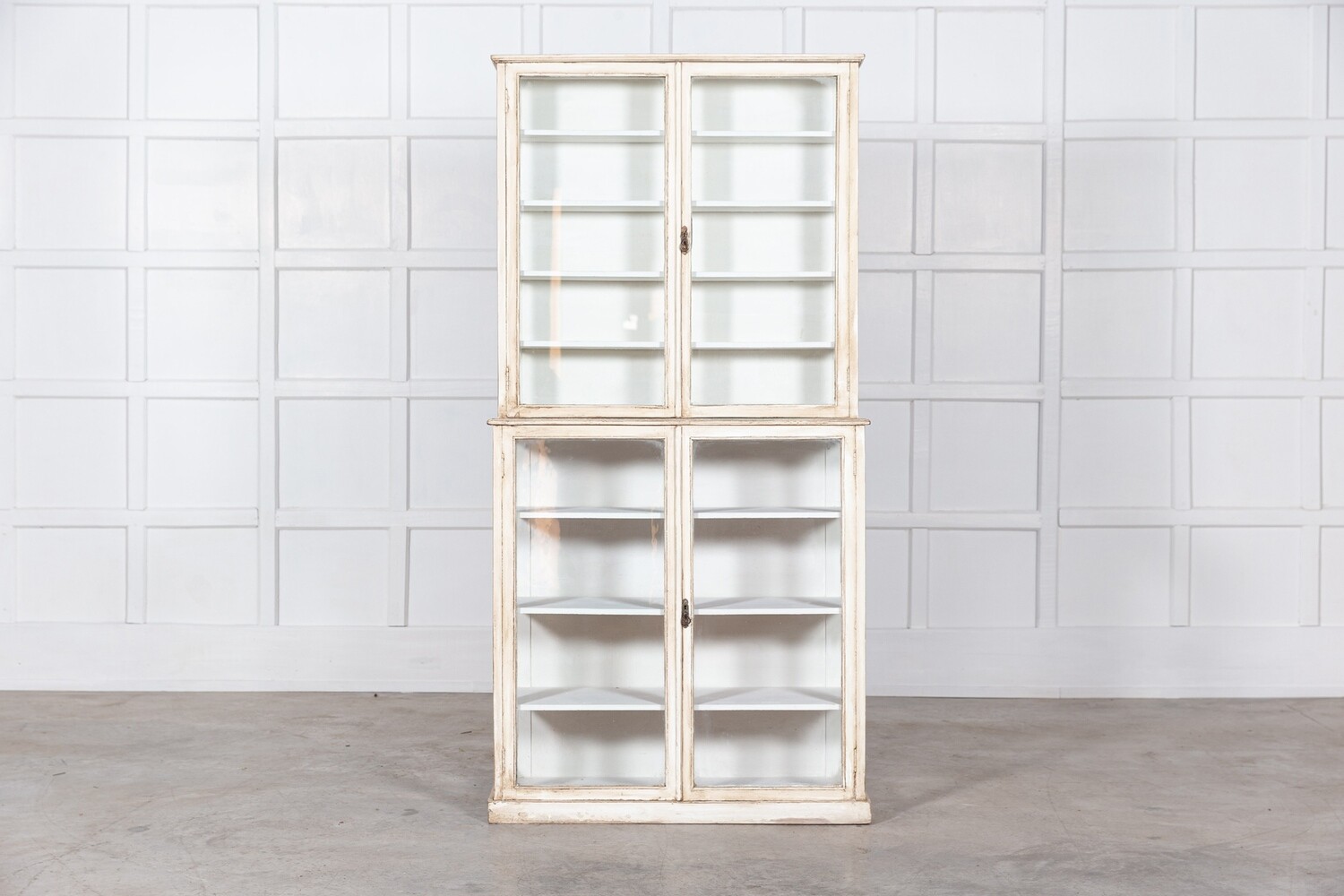 English Painted Glazed Shop Display Cabinet / Vitrine