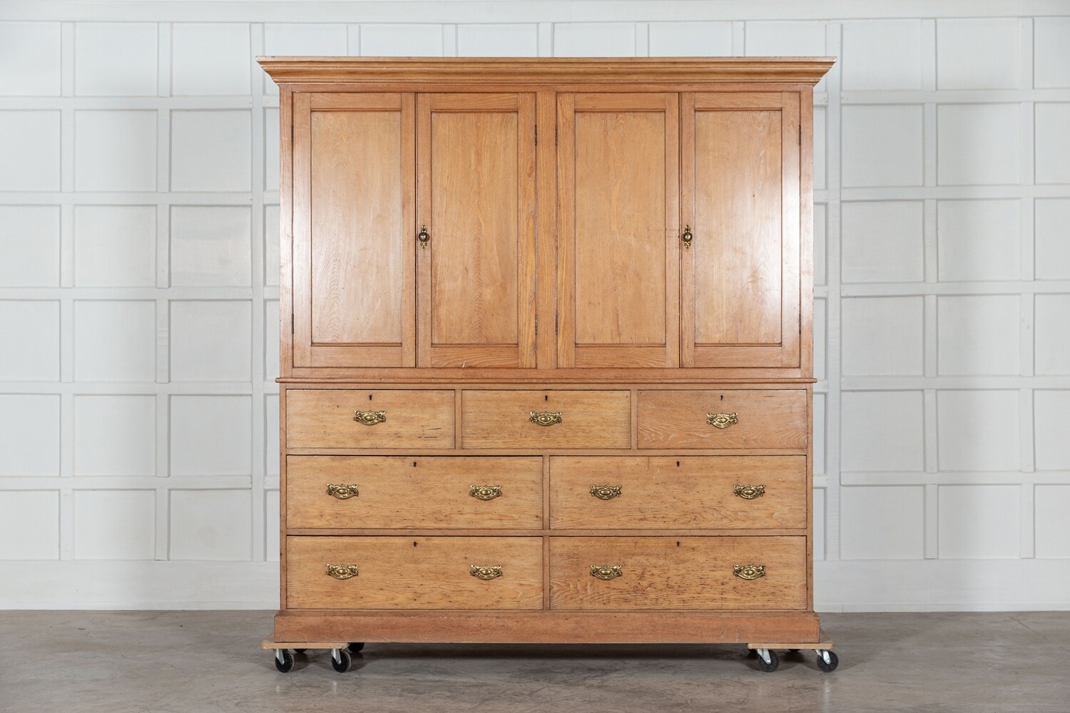 Large 19thC English Ash Housekeepers Cupboard