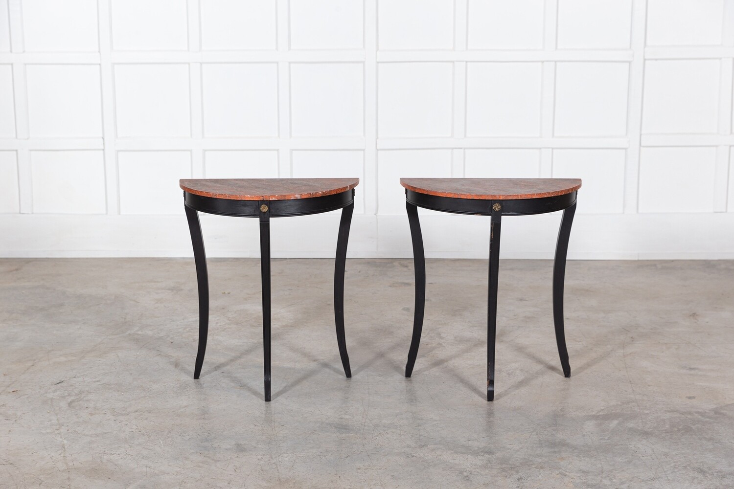 Pair English  Ebonised Console Tables