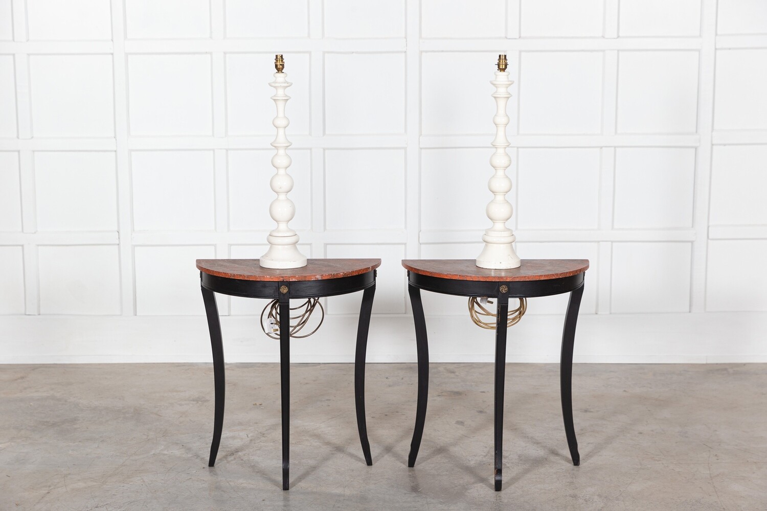 Large Pair Dorchester Hotel Bobbin Table Lamps