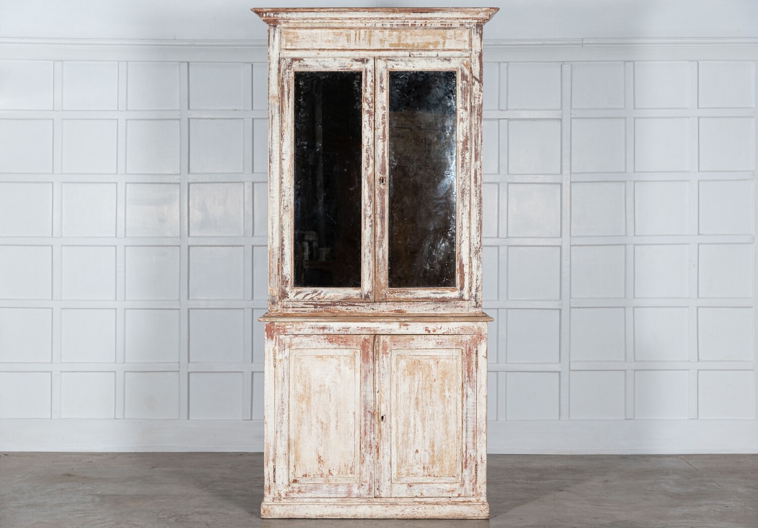 19thC Austrian​ Painted Mirrored Vitrine - Cabinet