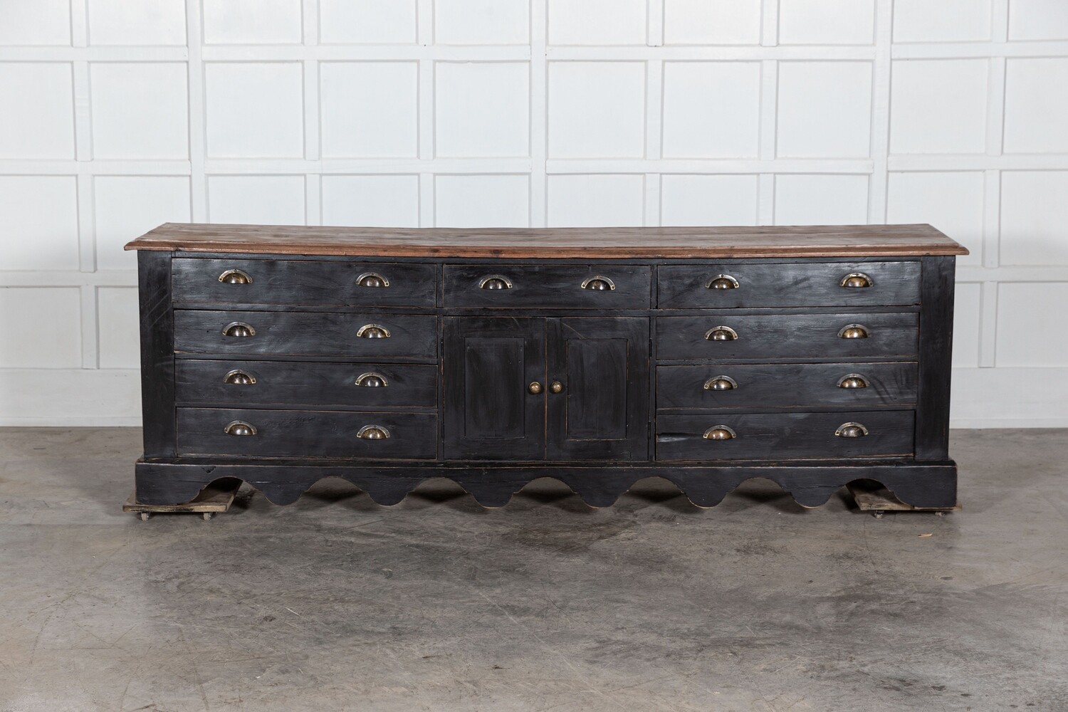 Monumental Ebonised English Pine Dresser Base