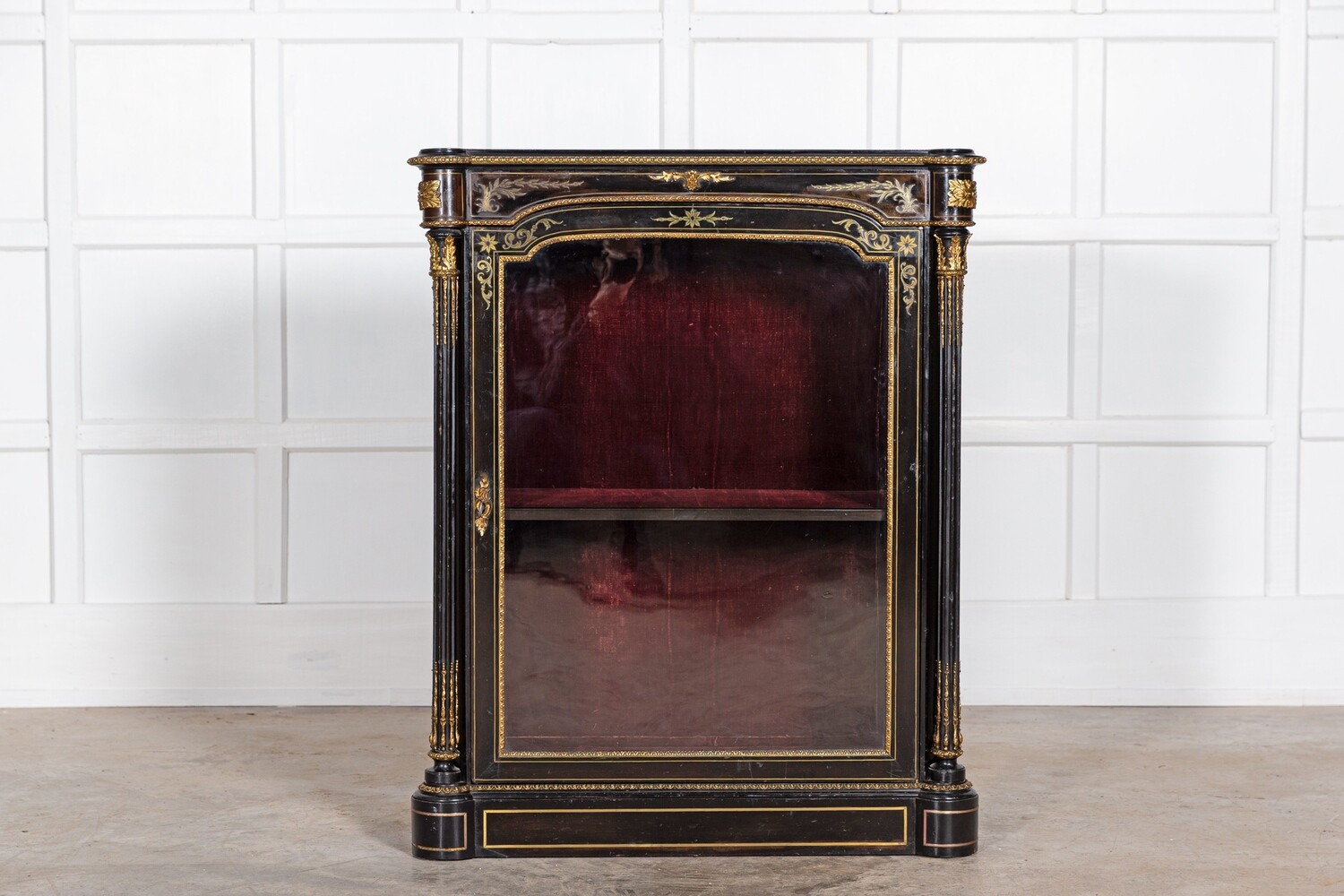 19thC English Ebonised Glazed Pier Cabinet