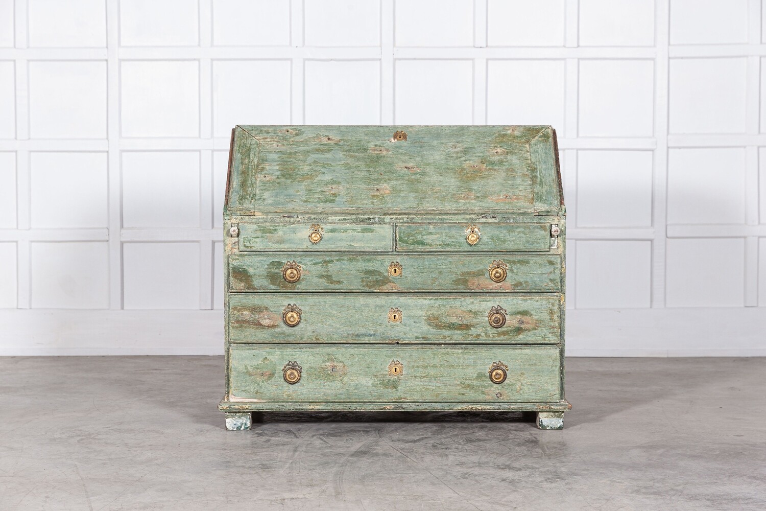 Swedish Gustavian Green Dry Scraped Bureau