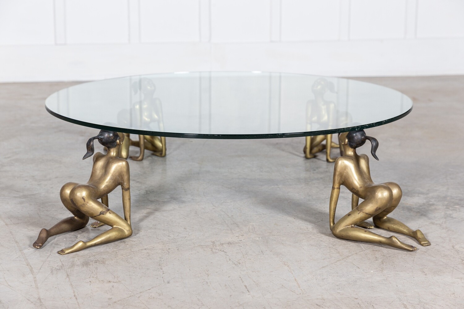 Large Mid Century Bronze Nude Coffee Table