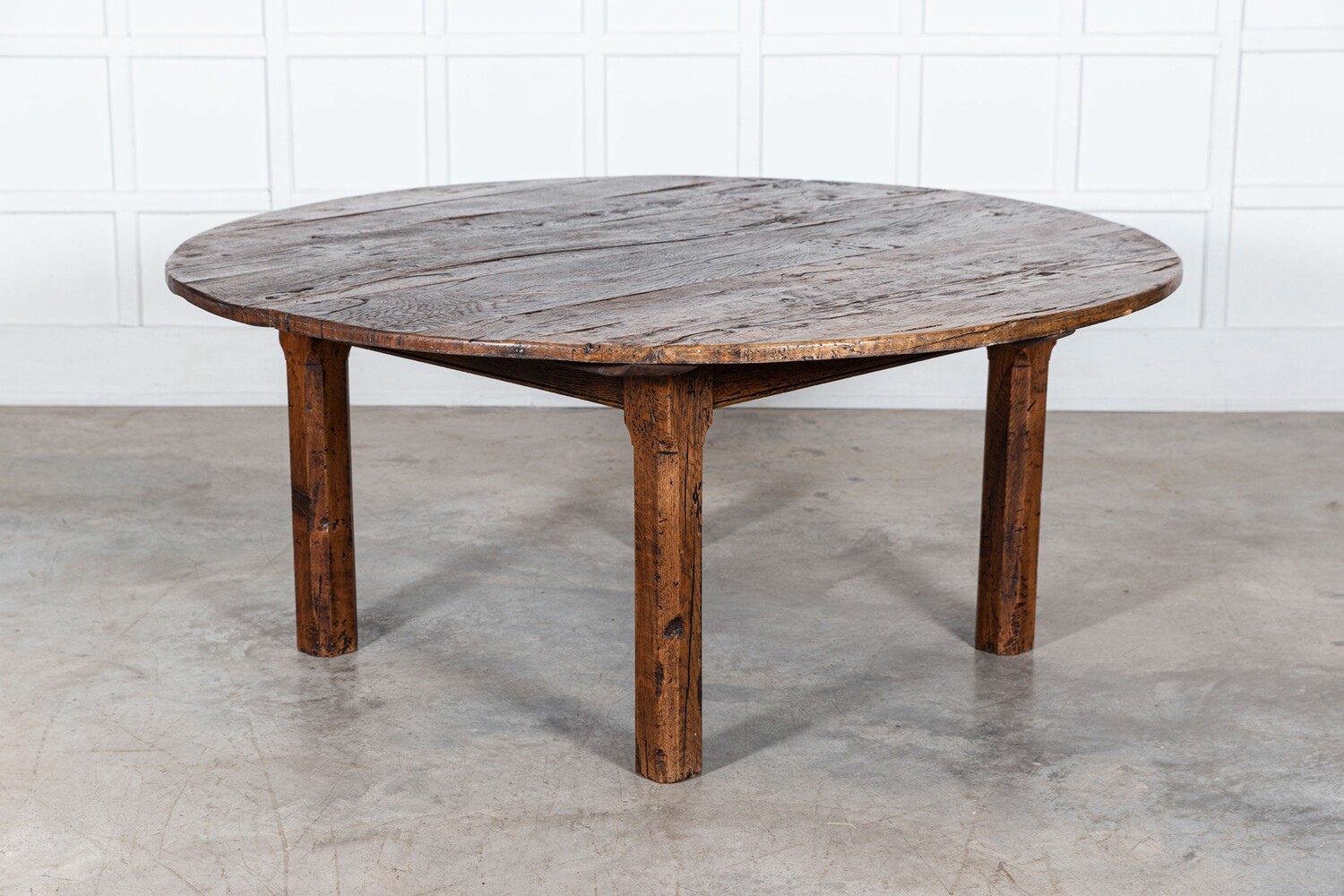 Monumental English Circular Oak Dining Table