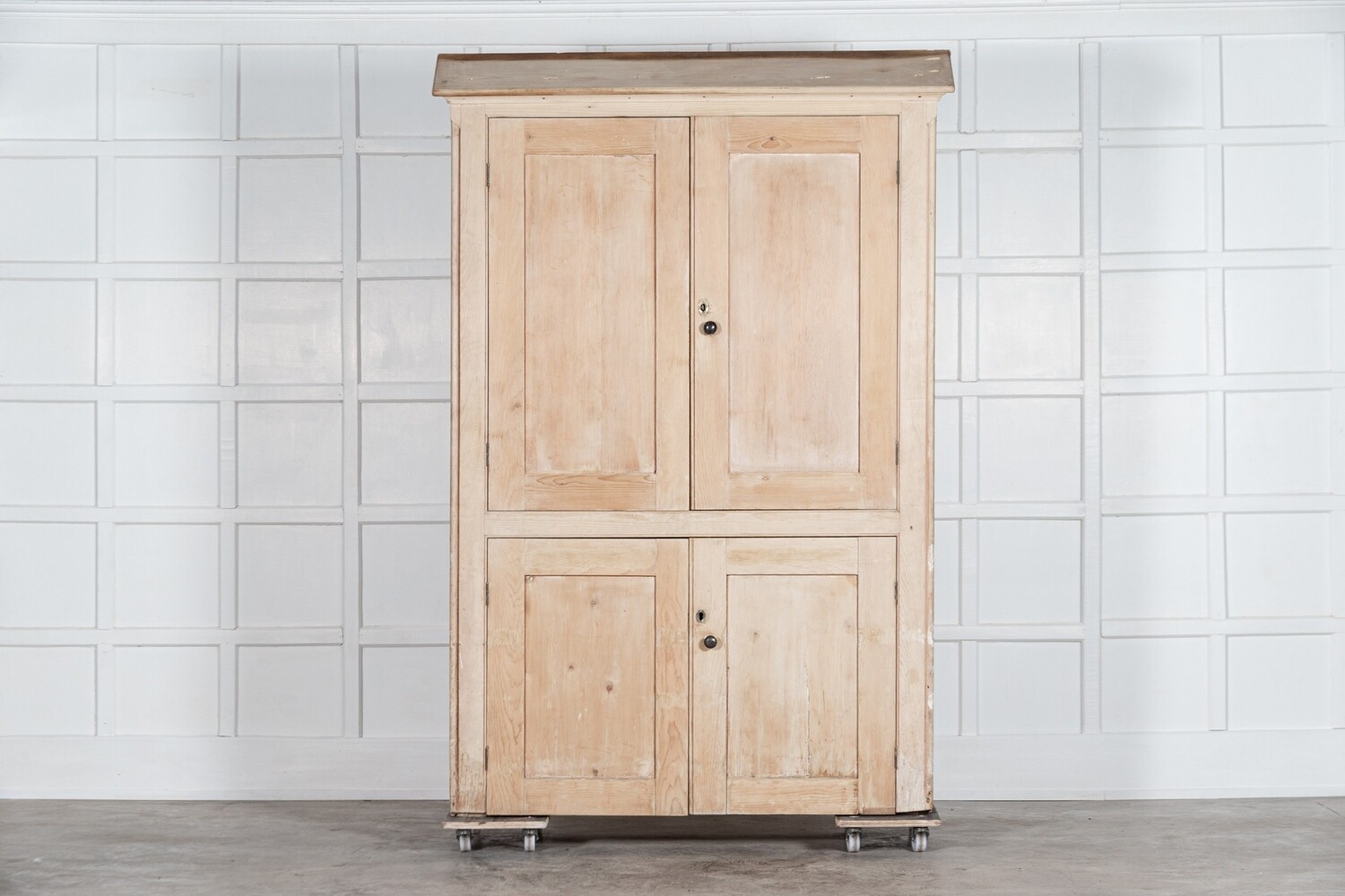 Large 19thC English Estate Made Pine Housekeepers Cupboard