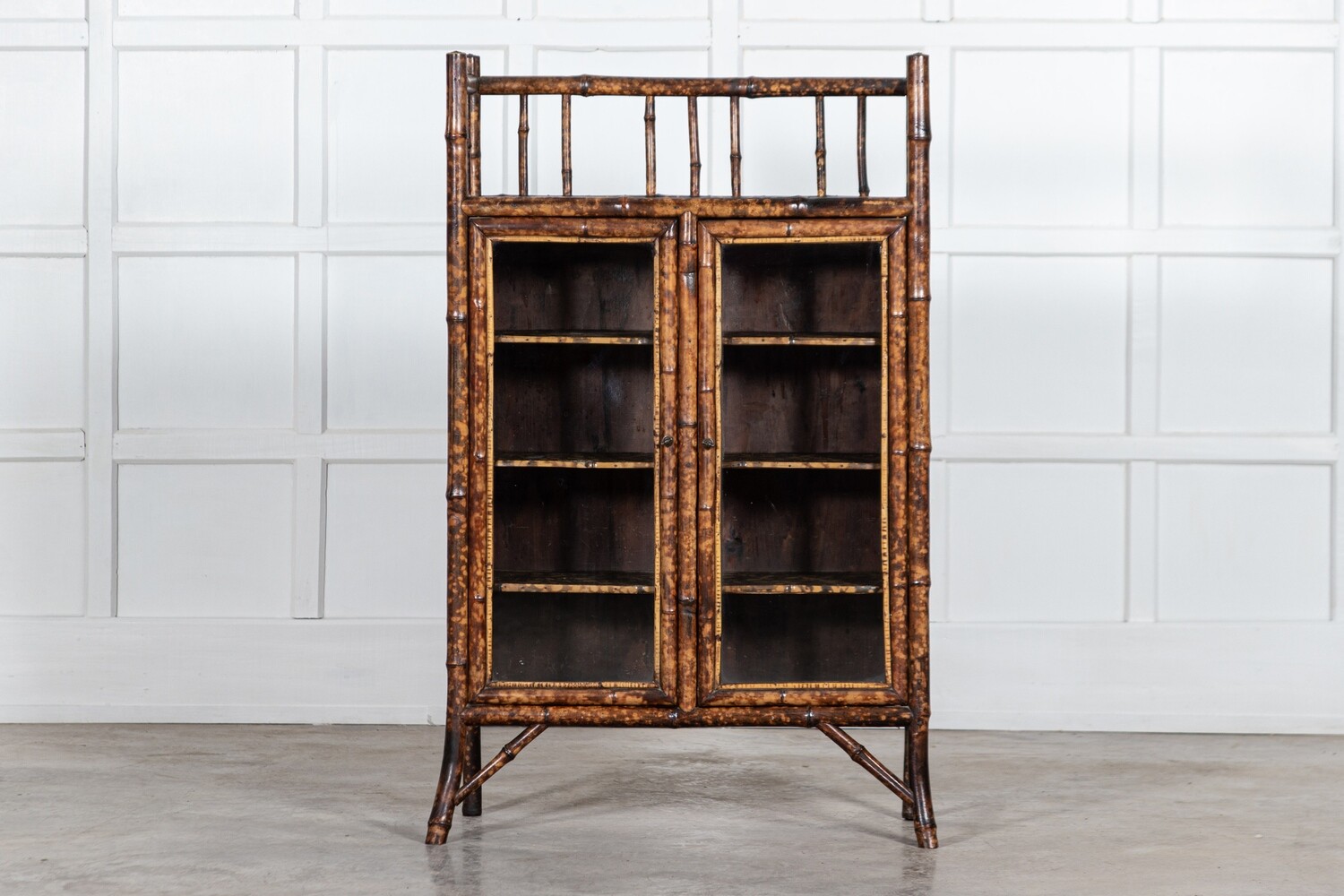 19thC English Bamboo Glazed Display Cabinet