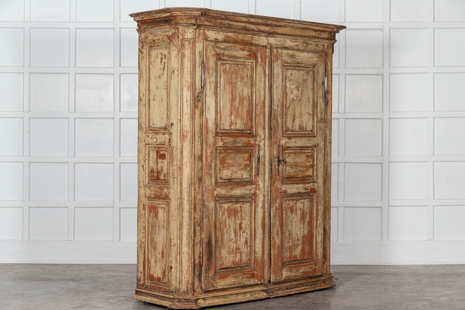 Large 18thC French Painted Pine Armoire