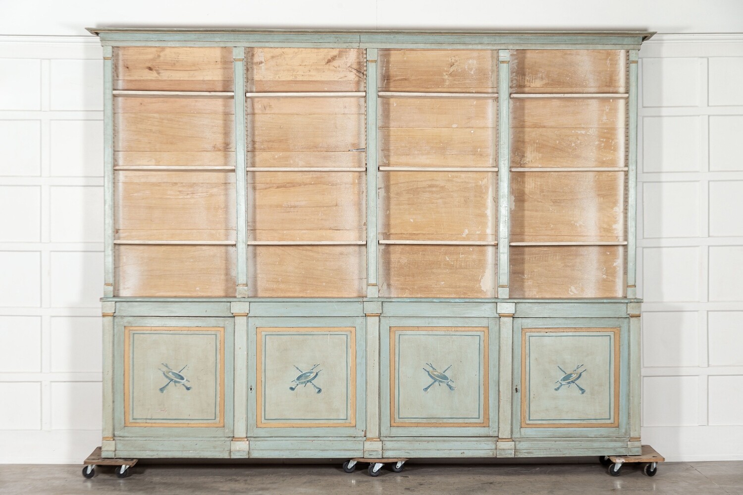 Monumental 19thC French Blue Painted Bookcase