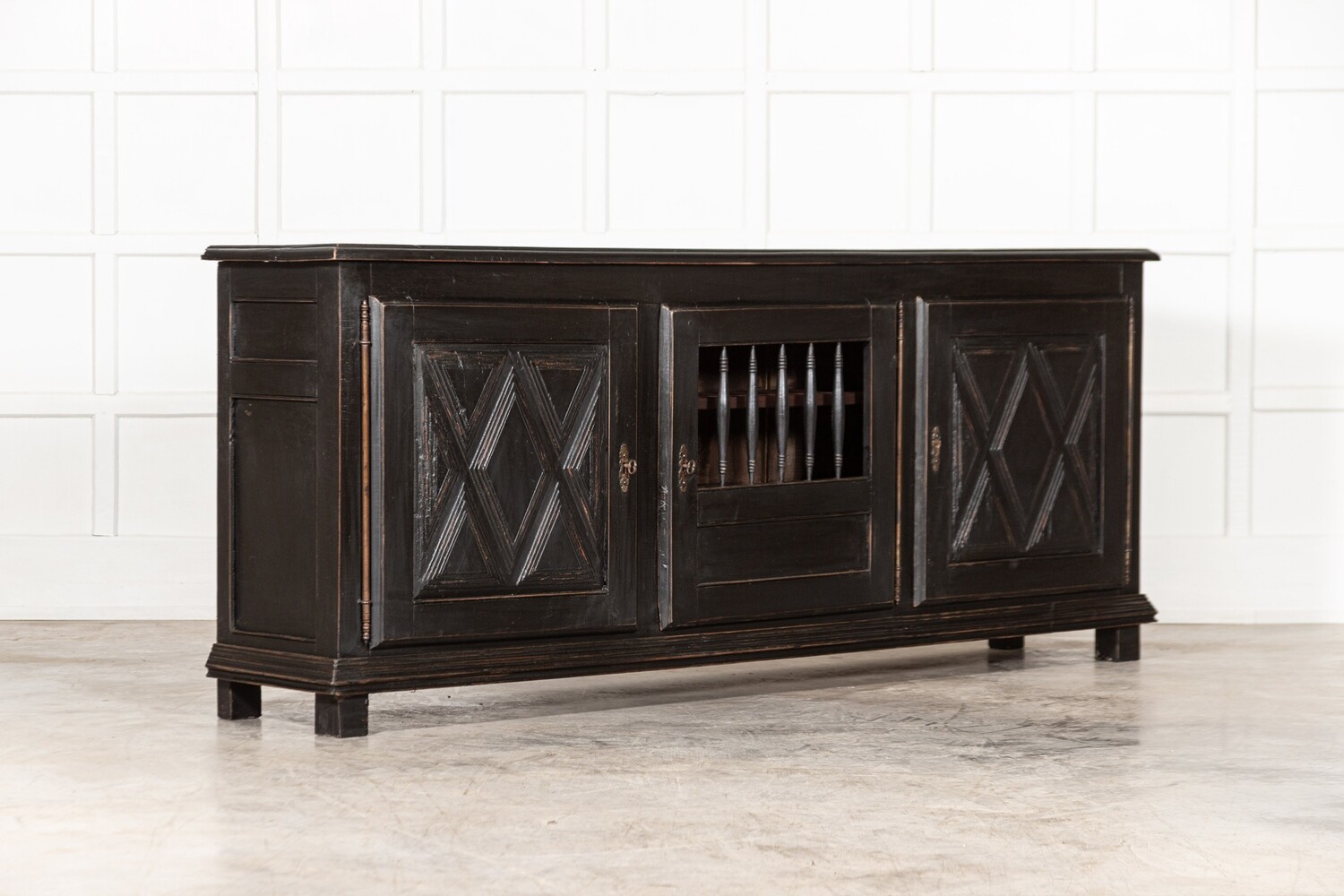 Large French Ebonized Fruitwood Enfilade Buffet