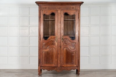19thC French Glazed Fruitwood Armoire / Vitrine
