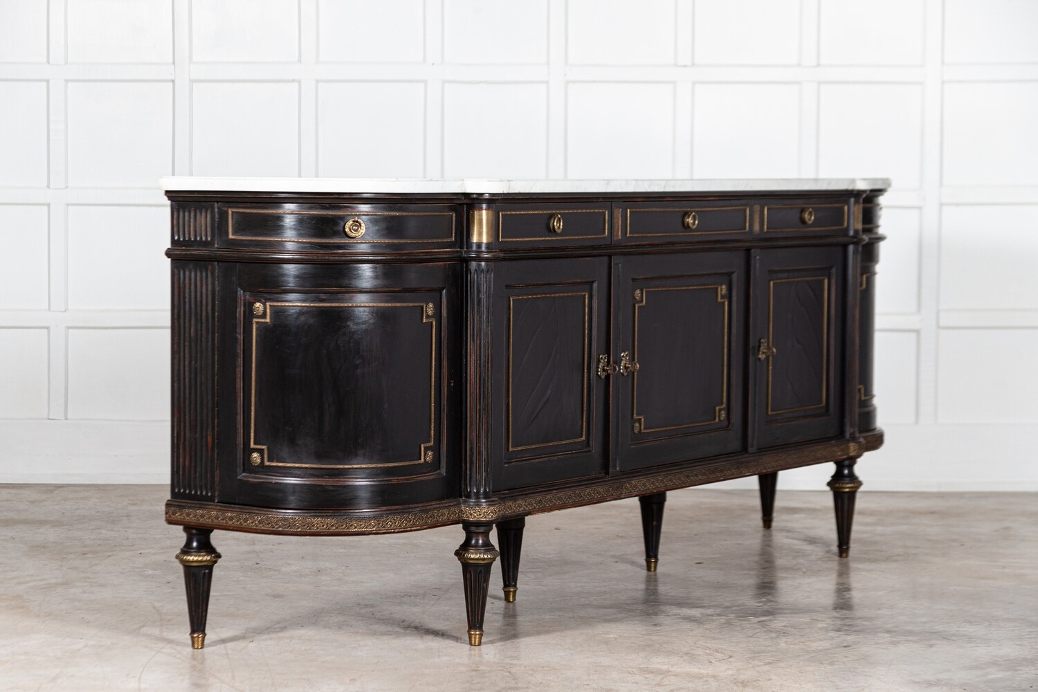 Monumental French Ebonised Marble & Bronze Empire Buffet