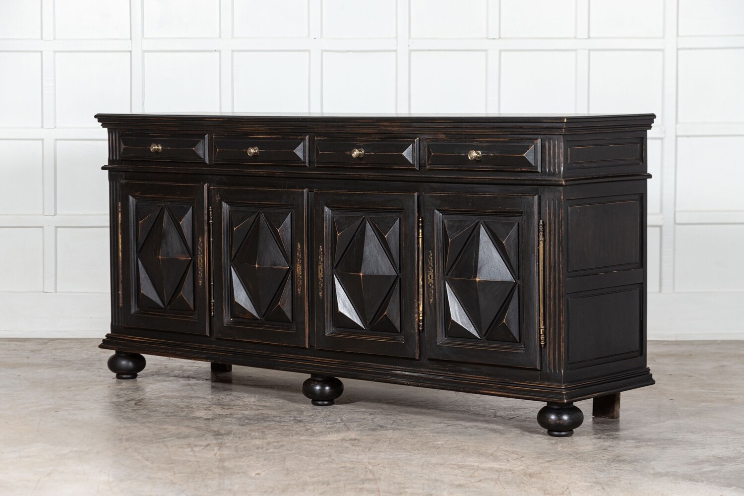 Large French Ebonised Oak Buffet Enfilade