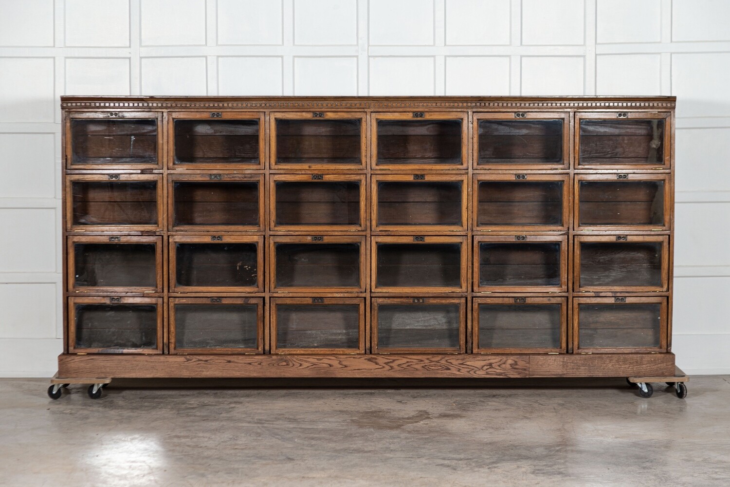 Monumental English Oak Barristers Bookcase Cabinet
