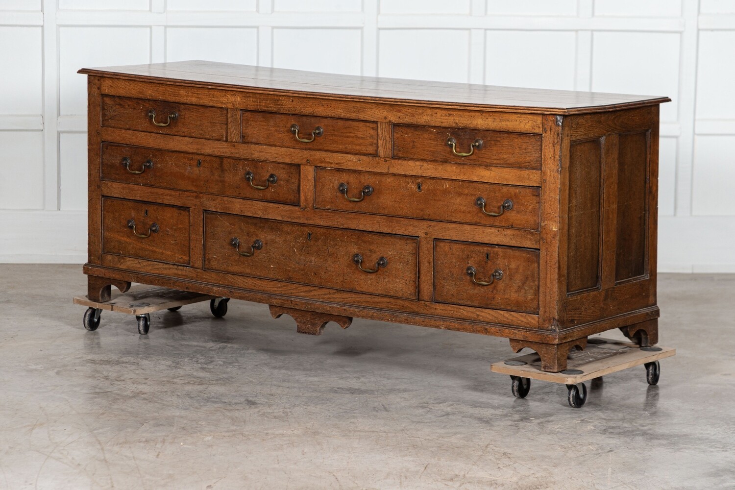 Large English Georgian Oak Dresser Base