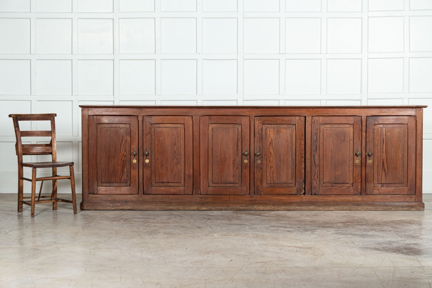 Monumental 19thC French Pine School Cupboard/Counter