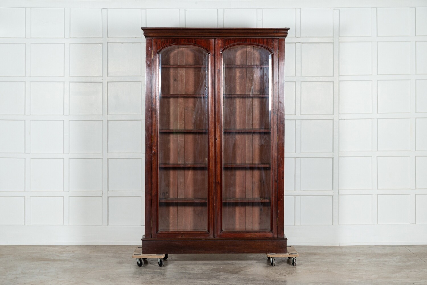 19thC English Mahogany Arched Glazed Bookcase