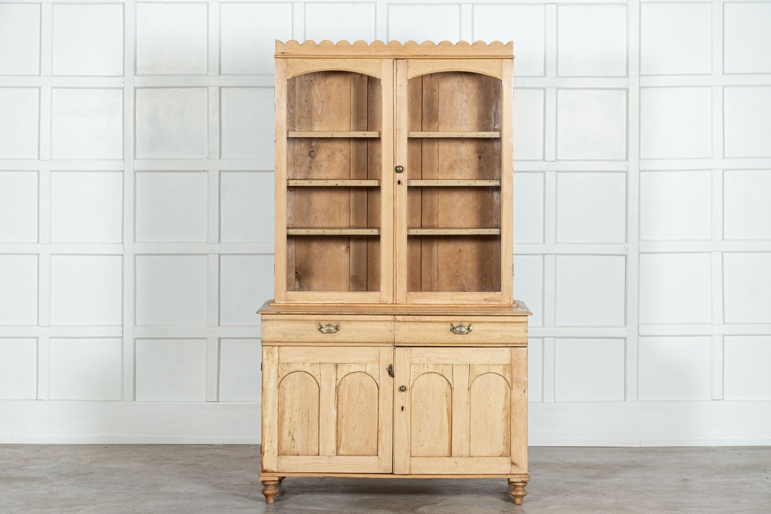 19thC English Pine Glazed Dresser