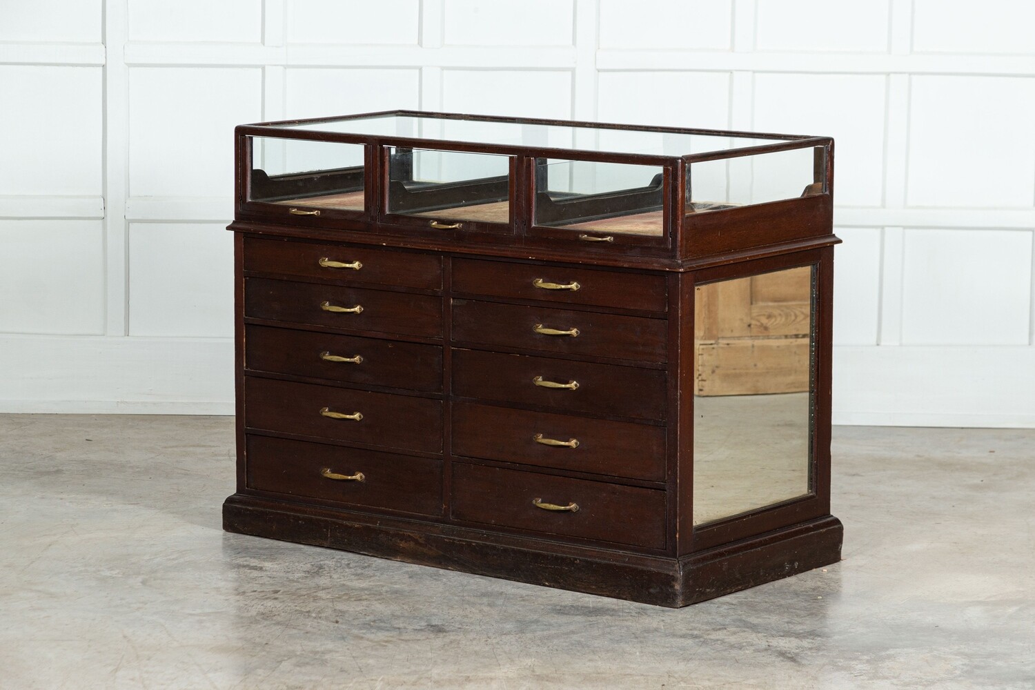 English Mahogany Haberdashery Mirrored Counter Drawers