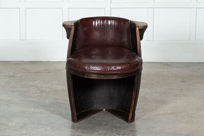 Oak & Leather Whiskey Barrell Chair