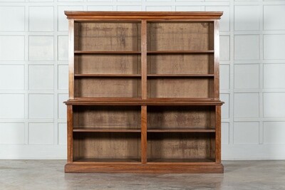Large 19thC English Walnut  & Birch Bookcase