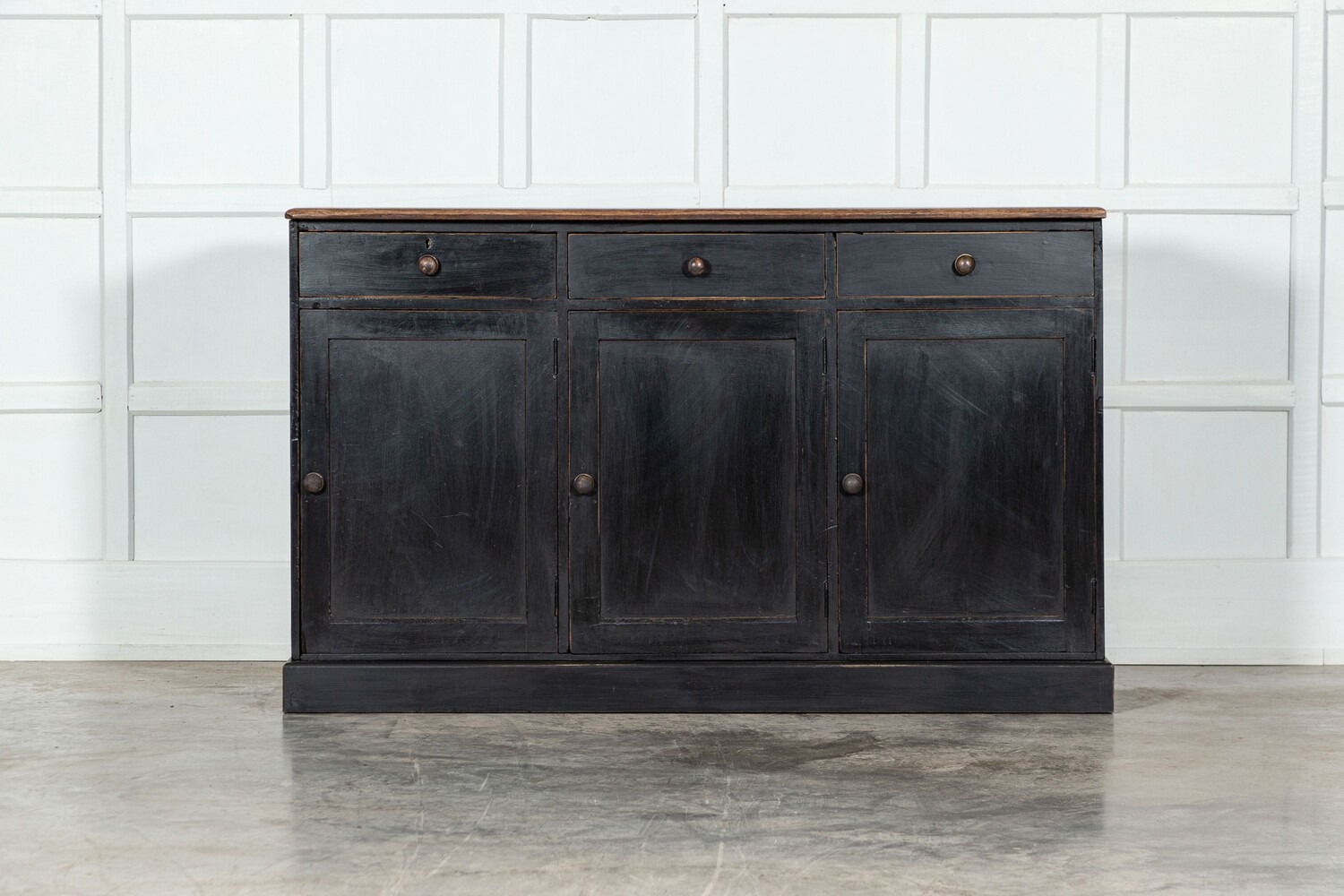 English Ebonised Oak Top Pine Dresser Base