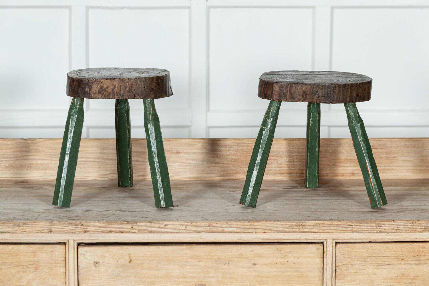 Pair English Vernacular English Elm Stools