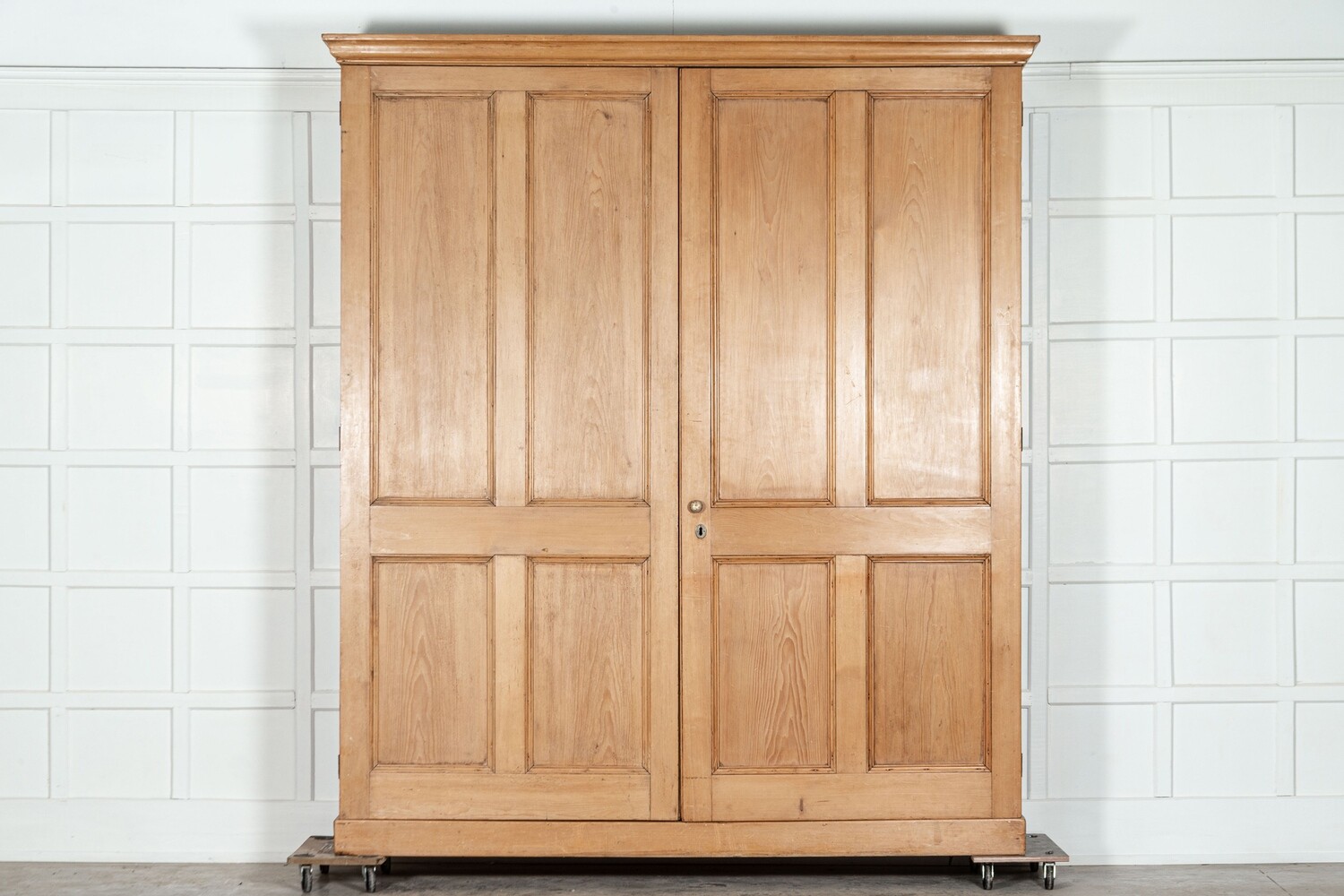 Large 19thC English Pine Linen Press Chest