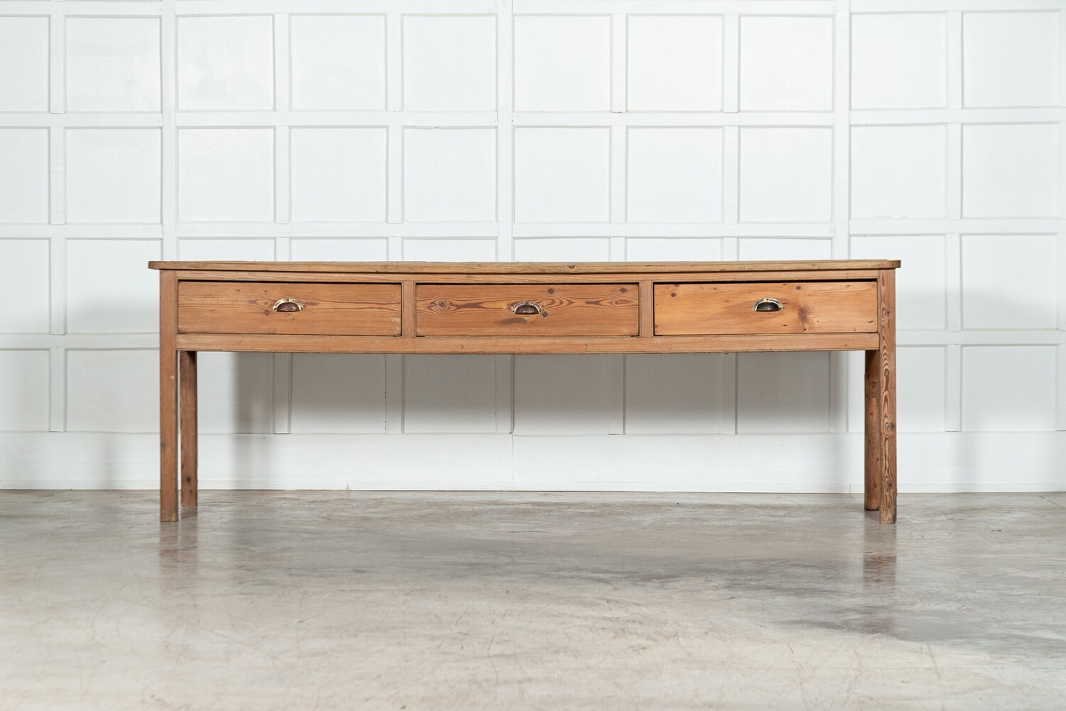 Large 19thC English Pine Dresser Base