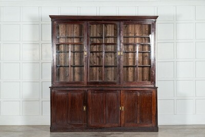 Large 19thC English Mahogany & Pine Haberdashery Glazed Cabinet