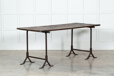 19thC Iron & Pine Trestle Table 19thC Iron & Pine Trestle Table