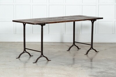 19thC Iron & Pine Trestle Table 19thC Iron & Pine Trestle Table