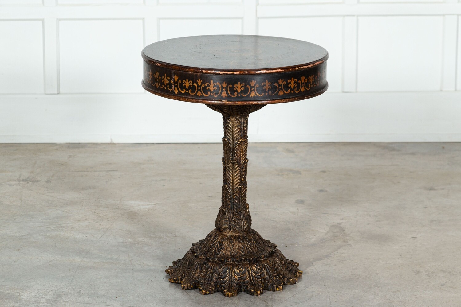 19thC Italian Painted & Gilt Carved Occasional Table