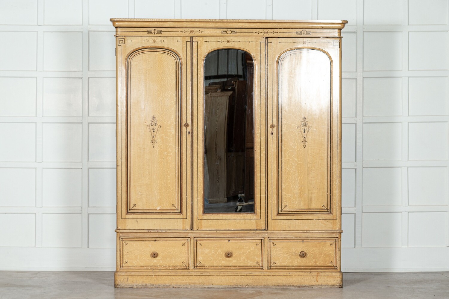 Large 19thC Aesthetic Painted English Wardrobe