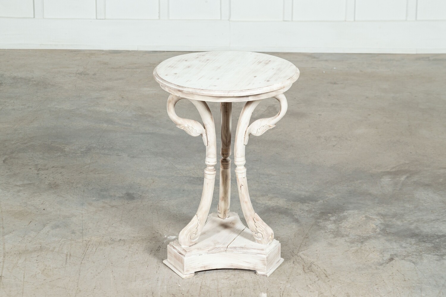 French Bleached Fruitwood Swan Neck Side Table