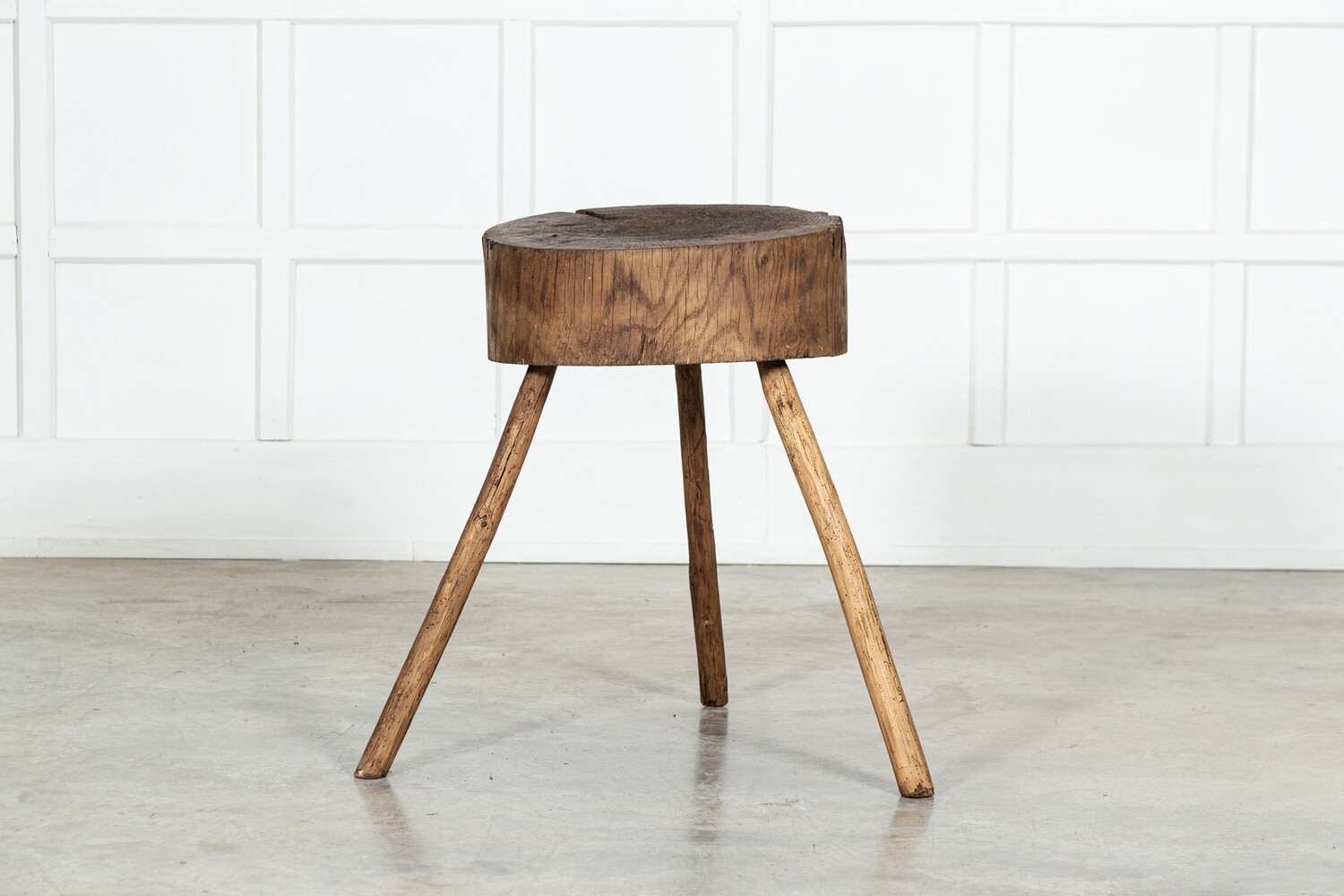 19thC French Vernacular Elm Chopping Block Table