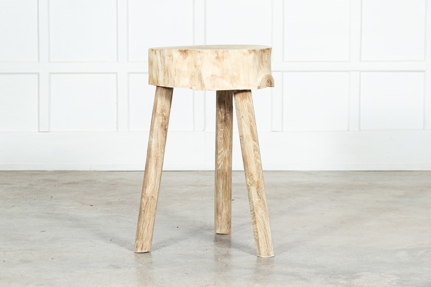 19thC French Vernacular Bleached Elm Chopping Block Table