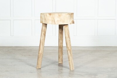 19thC French Vernacular Bleached Elm Chopping Block Table
