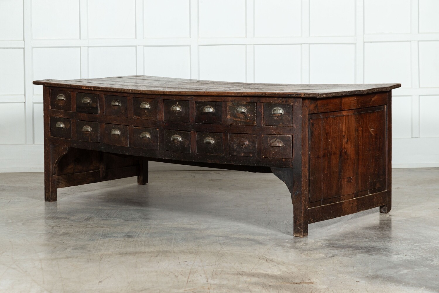 19thC English Double Sided Pine Haberdashery Store Counter / Island