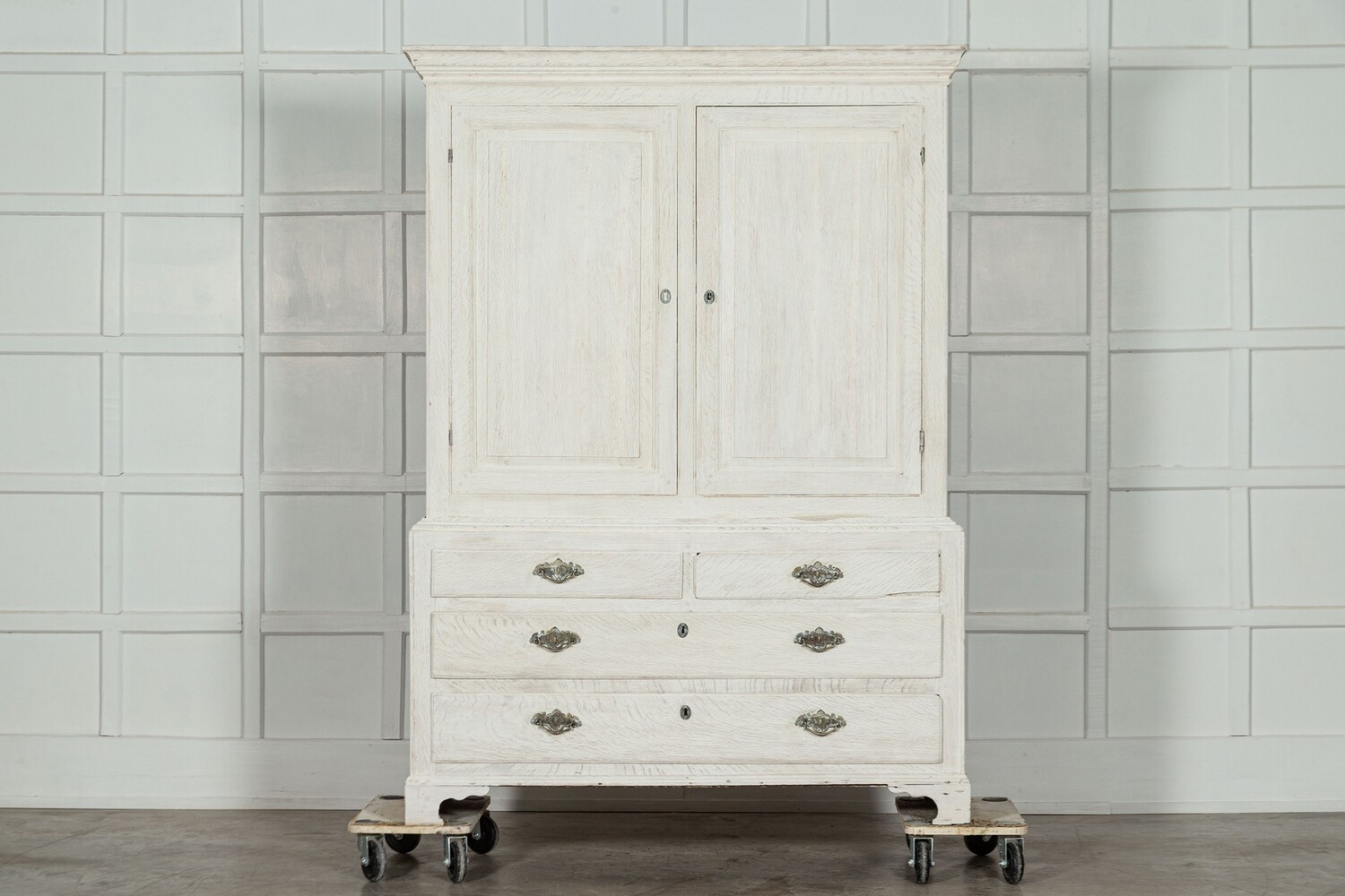 English George III Bleached Oak Housekeepers Cupboard