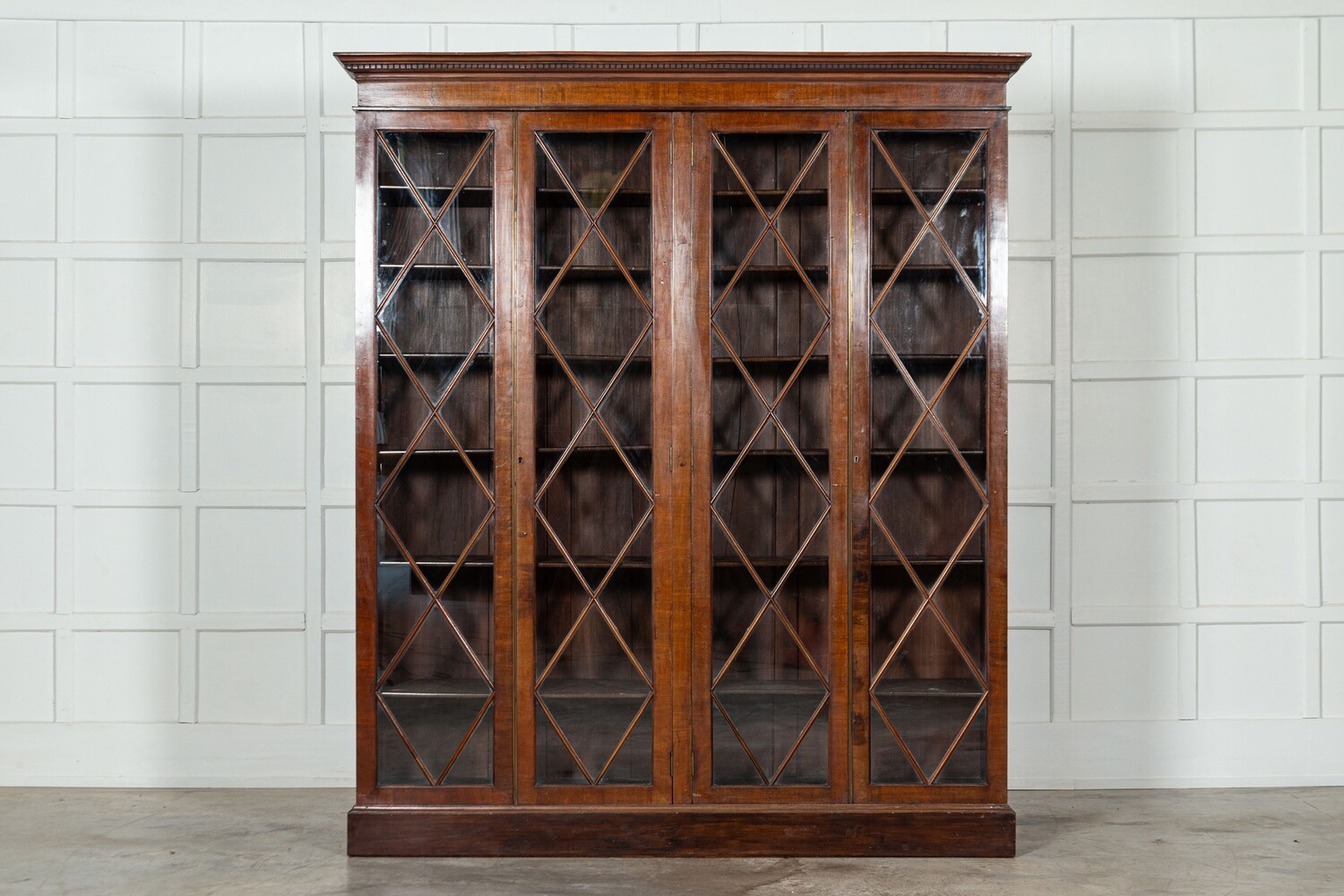 Large English 19thC Mahogany Astral Glazed Bookcase / Display Cabinet