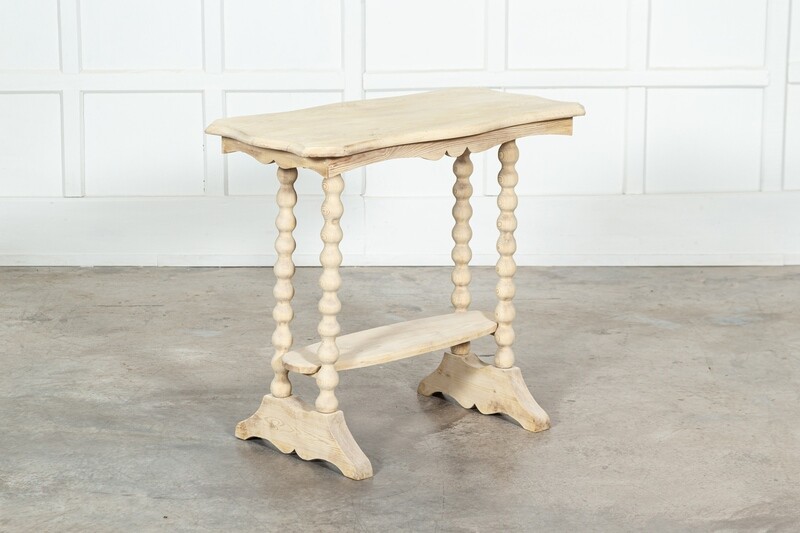 19thC Bleached English Pine Bobbin Side Table