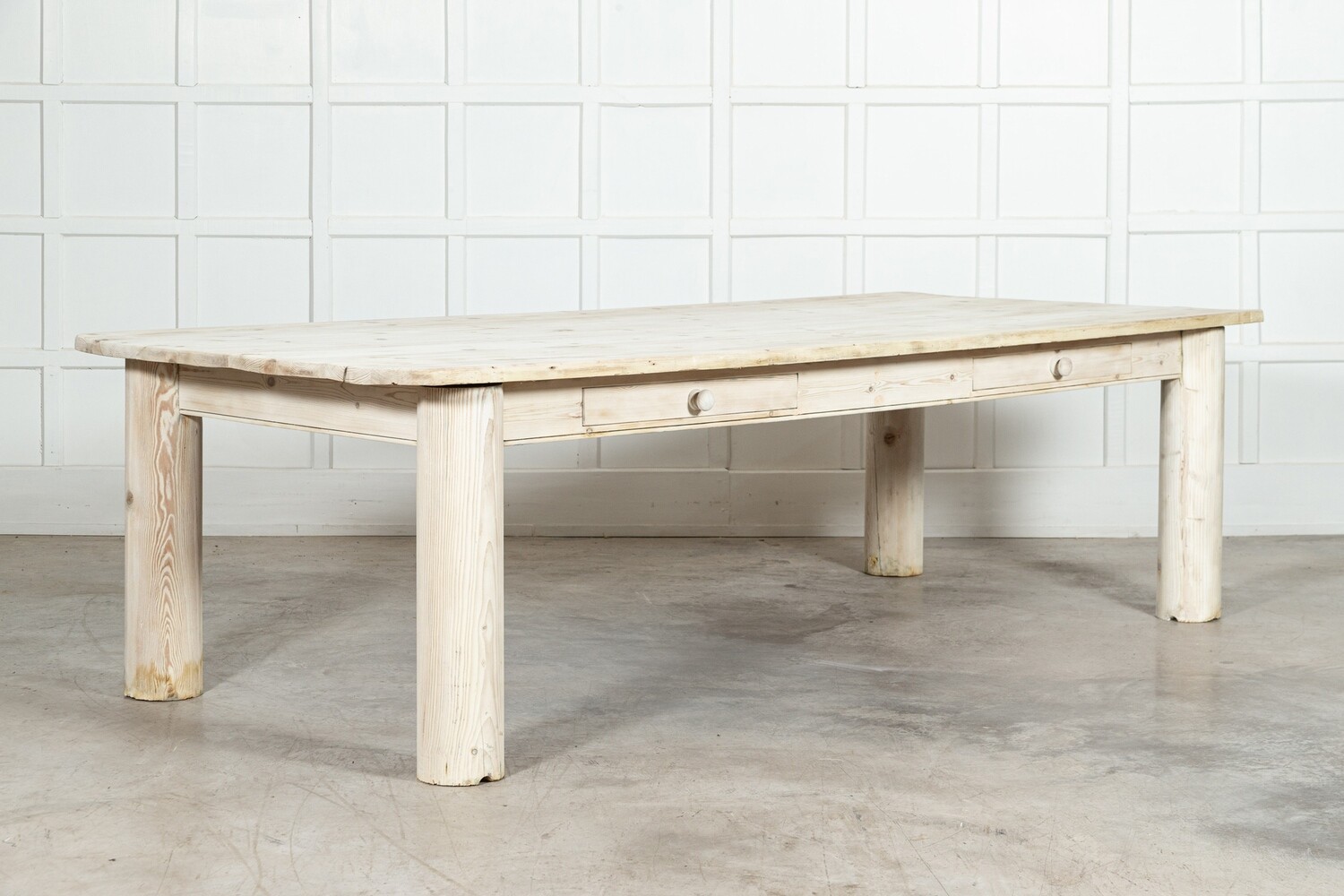 Large 19thC French Bleached Pine Farmhouse Table
