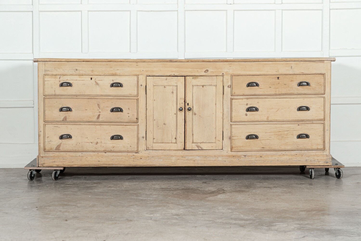 Large 19thC English Pine Dresser Base