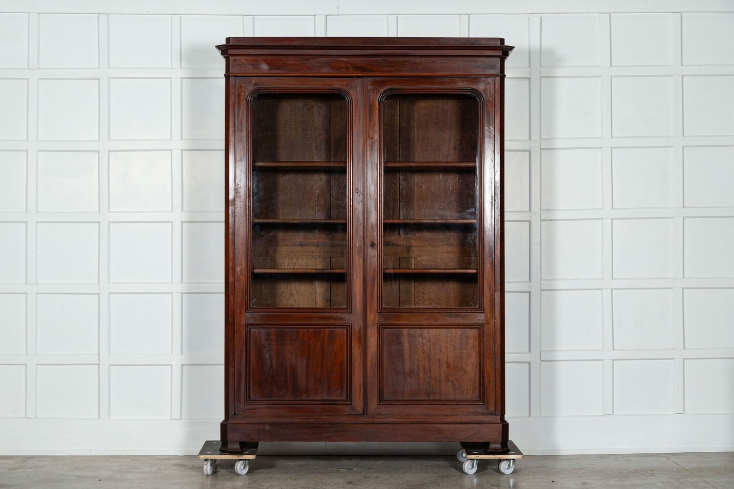 Large 19thC English Glazed Mahogany & Oak Bookcase / Vitrine