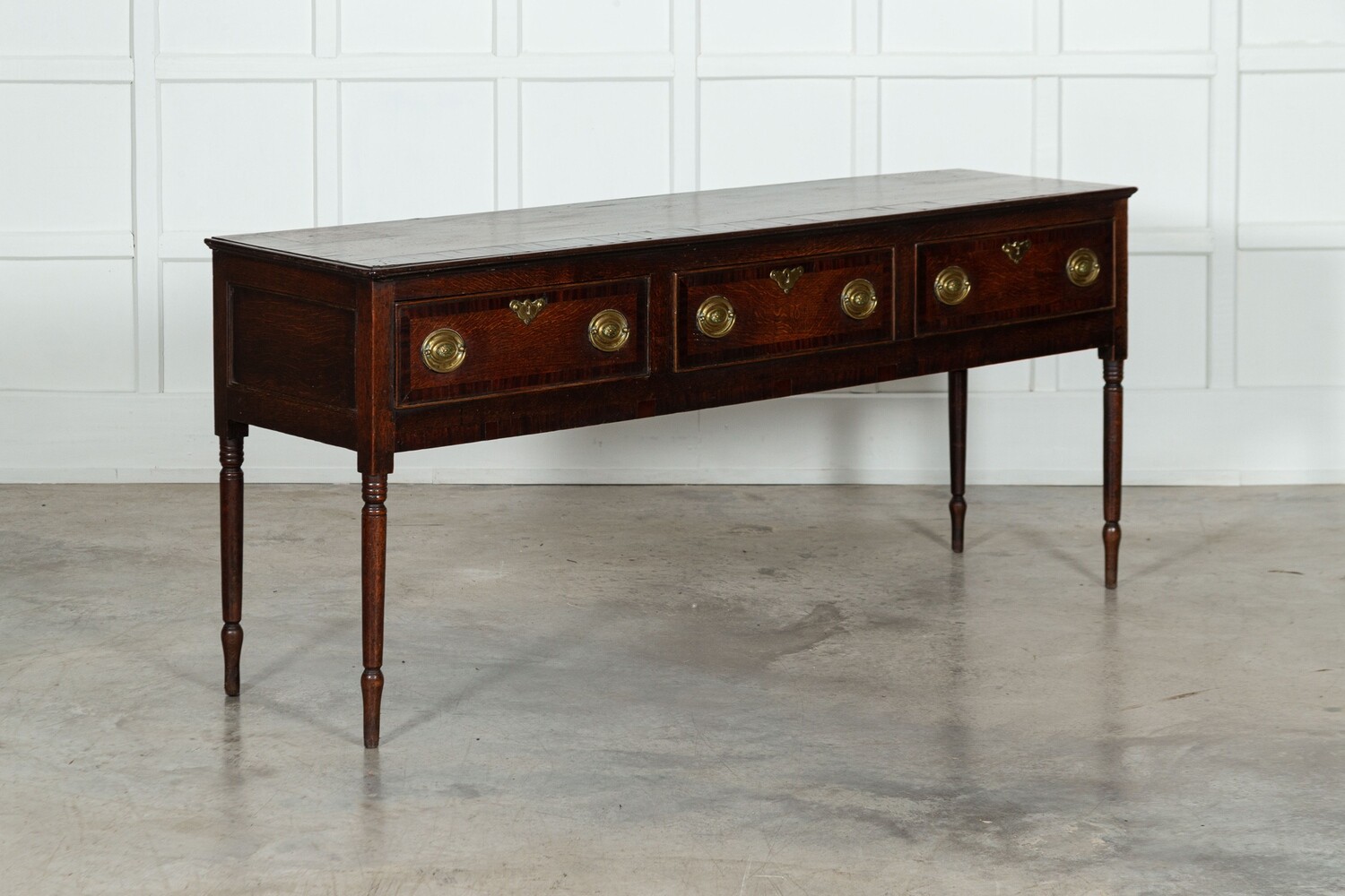 English Georgian Oak & Mahogany Dresser Base